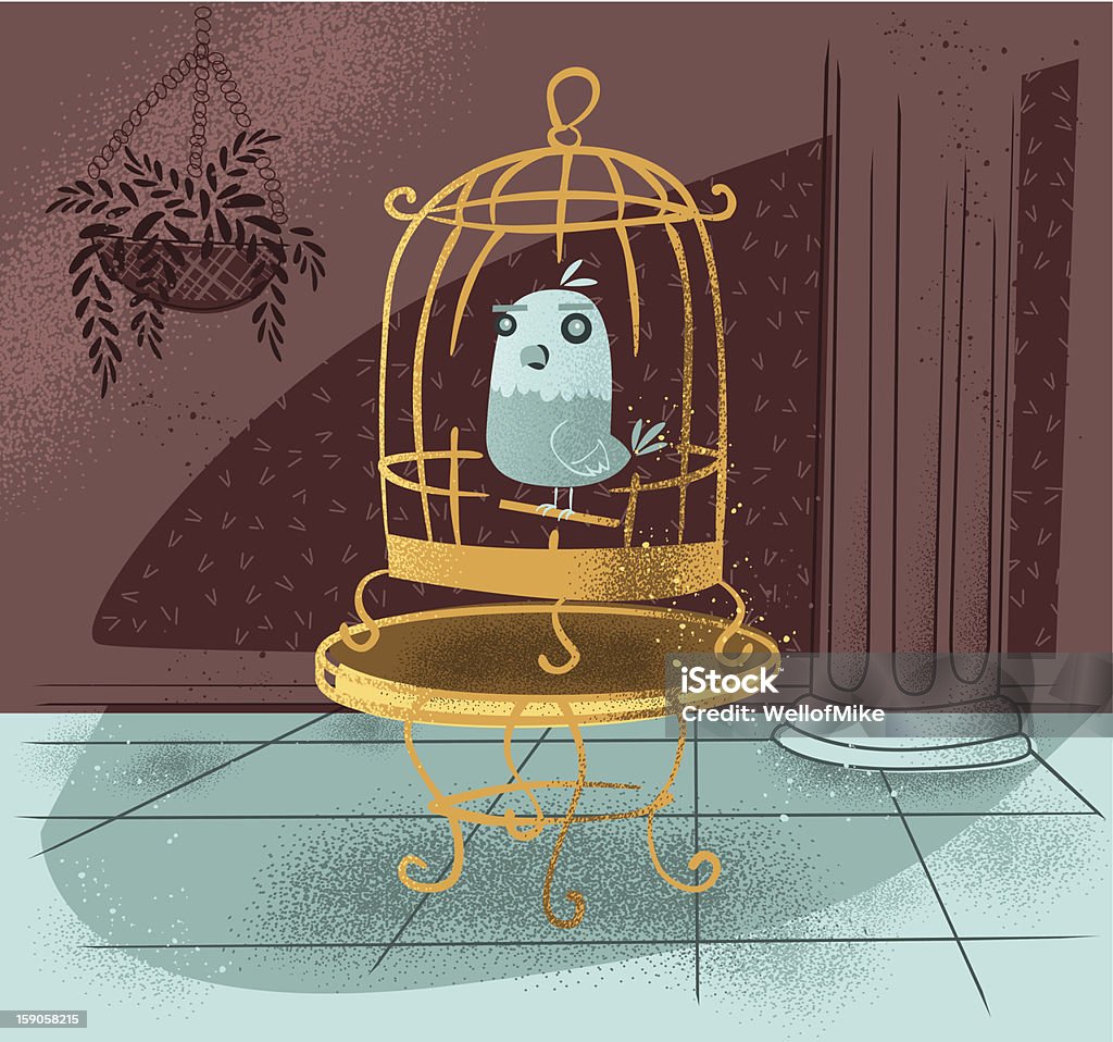 Moderne de style rétro dans une Cage à oiseaux - clipart vectoriel de Animaux de compagnie libre de droits