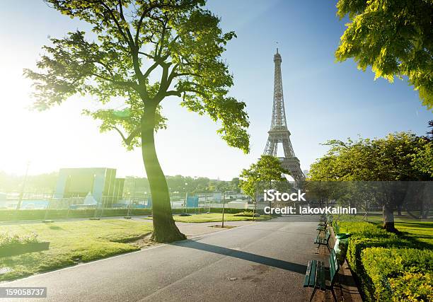 Enjoying The View Of The Eiffel Tower On A Sunny Morning Stock Photo - Download Image Now