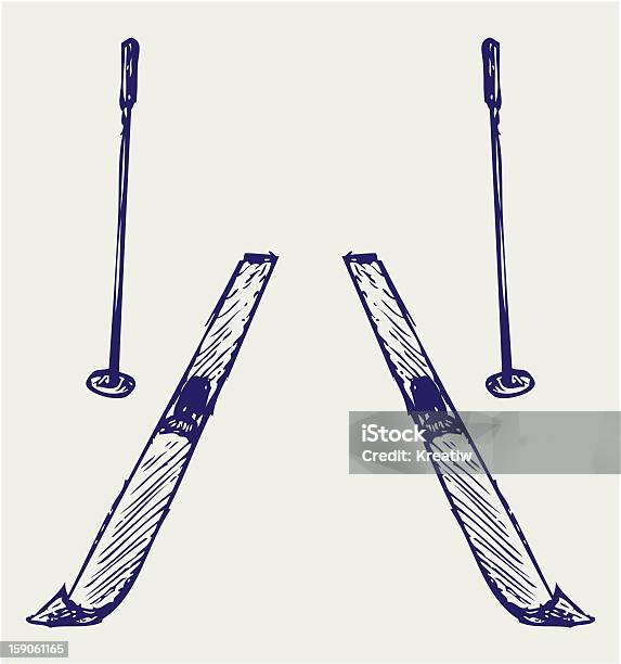 Pair Skis Stock Illustration - Download Image Now - Abstract, Art, Art And Craft