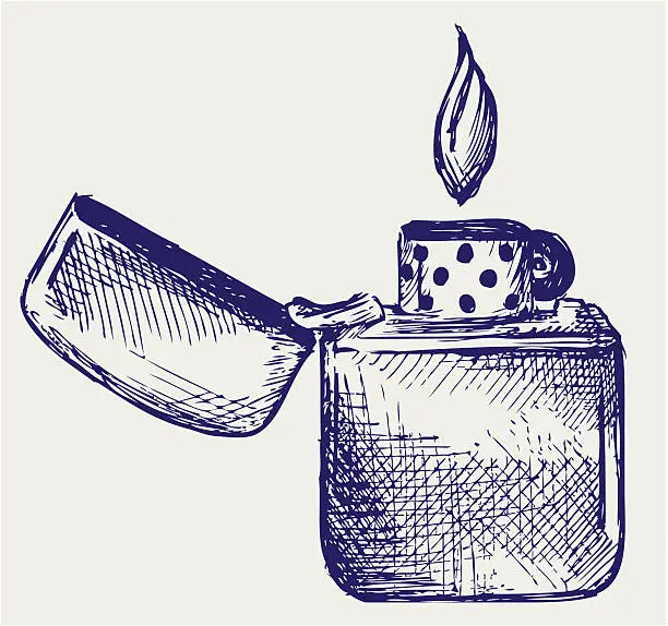 Vector illustration of Flaming lighter