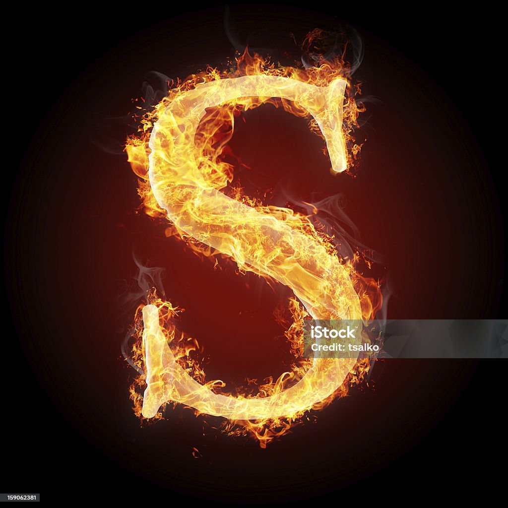 Fonts And Symbols In Fire Letter S Stock Photo - Download Image ...