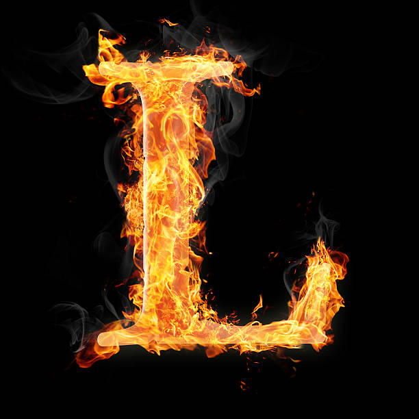 istock Fonts and symbols in fire - Letter L 159062383