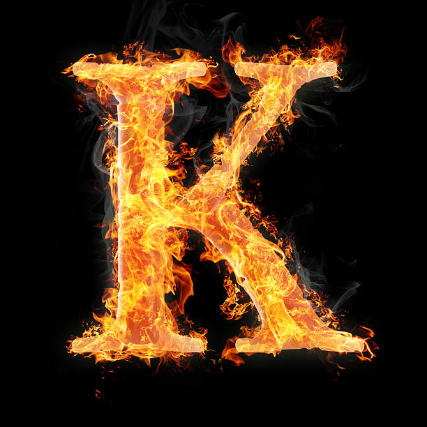 istock Fonts and symbols in fire - Letter K 159062394
