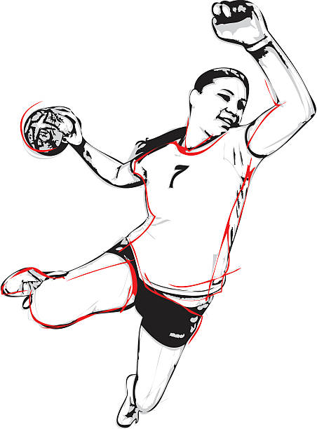 handball player illustration of handball player team handball stock illustrations