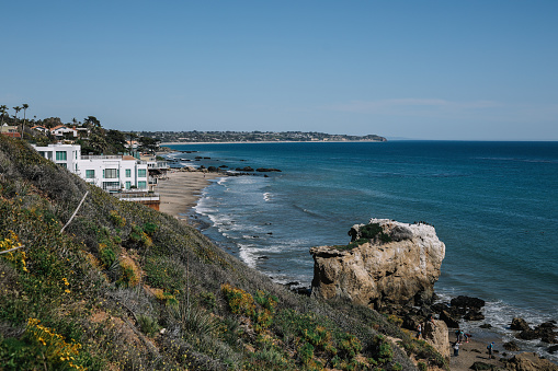 The Agua Hedionda Lagoon located adjacent to Tamarack Beach in Carlsbad, northern San Diego County, California.