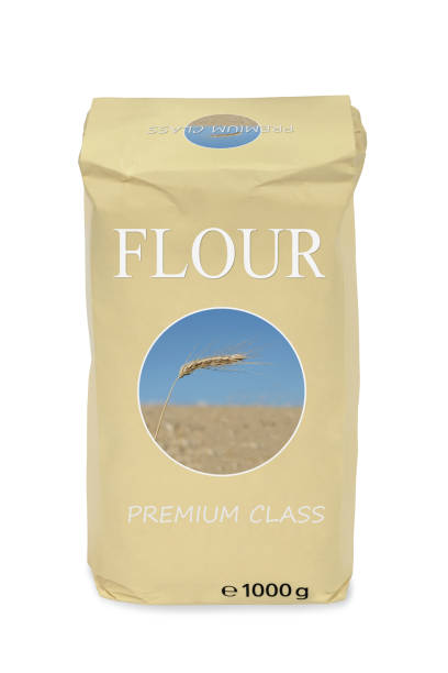 Wheat flour package Fictive wheat flour paper bag package flour stock pictures, royalty-free photos & images
