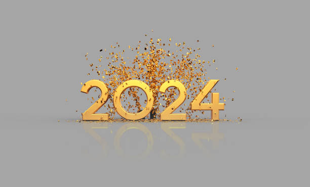 istock 2024 greeting card on grey background 1590653559