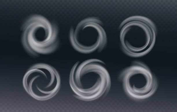 efekt wirowania przepływu powietrza. ilustracja strumienia spiralnego kręgu wiatru. okrągłe fale wiru powietrznego z kondycjonera - breeze stock illustrations