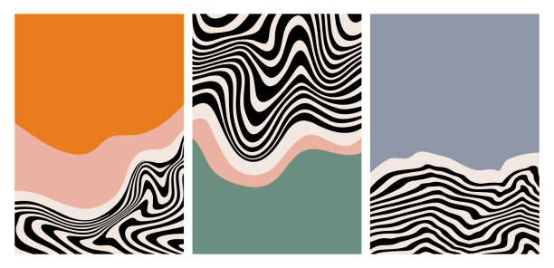 istock Set of Minimal Geometric Posters Design. Vector Art with Psychedelic Lines and Waves and Color Blocks. Memphis and Bauhaus Modern Hipster Style 1590667089