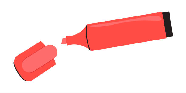 Red highlighter. Vector illustration of stationery Red highlighter. Vector illustration of stationery designate stock illustrations