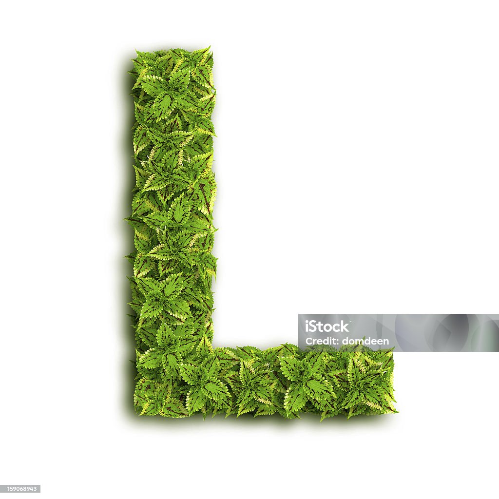 Buchstabe L mit Blätter - Lizenzfrei Alphabet Stock-Foto