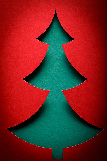 istock Christmas tree paper cutting design card 159069080