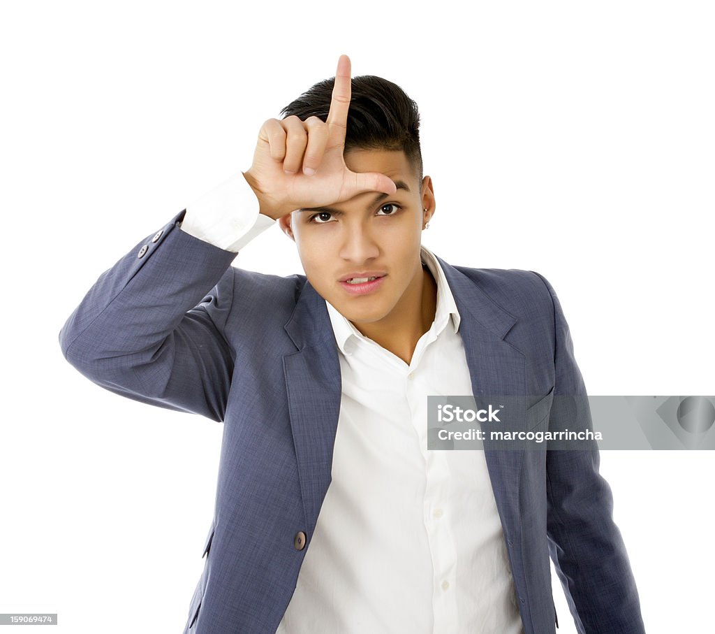 hispanic Mann lässig-Geste - Lizenzfrei Buchstabe L Stock-Foto