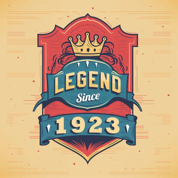 Vector illustration of Legend Since 1923 Vintage T-shirt - Born in 1923 Vintage Birthday Poster Design.