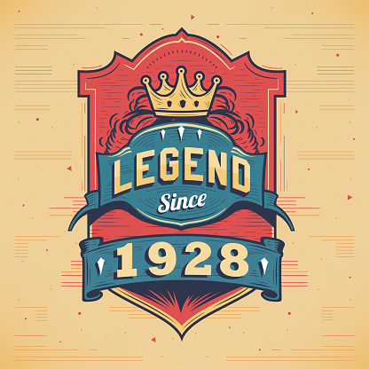 Legend Since 1928 Vintage T-shirt - Born in 1928 Vintage Birthday Poster Design.
