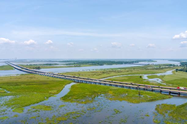istock Aerial view of Mobile Bay in August 1590708728