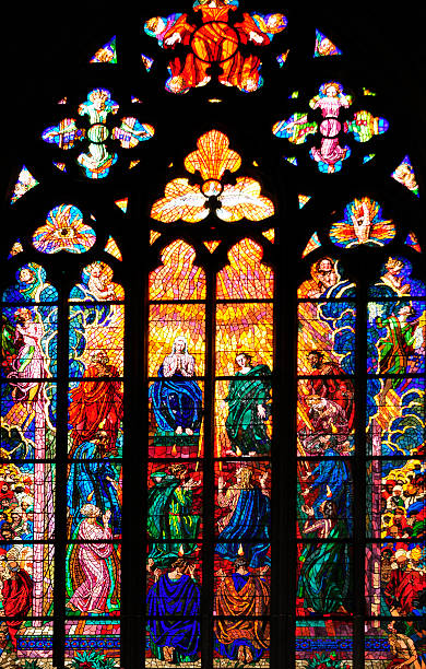 istock Gothic stained-glass window in St. Vitus Cathedral 159071933