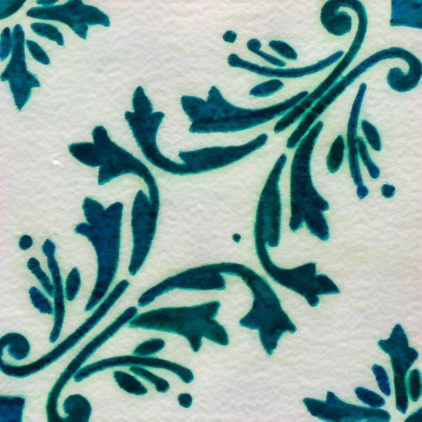 istock Watercolor illustration of portuguese ceramic tiles pattern 1590722301