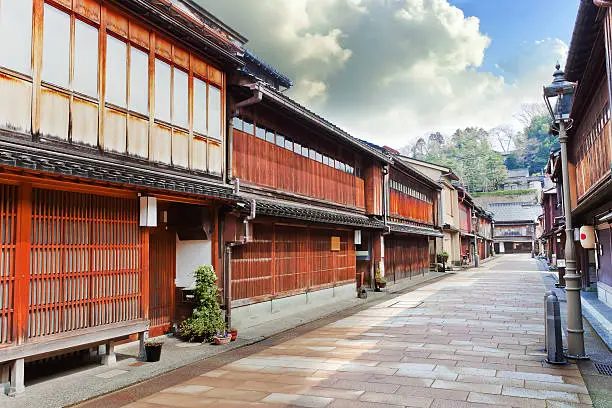 A street of the Keisha village at Kanazawa