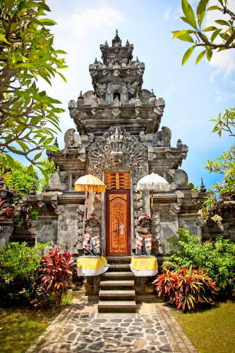 Blanjong Temple Inscription Temple in Uu on Bali, Indonesia