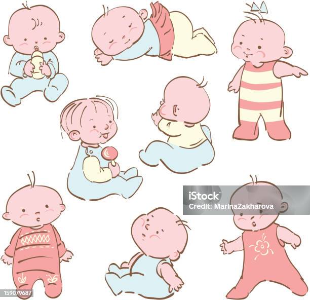 Babys Stock Vektor Art und mehr Bilder von 6-11 Monate - 6-11 Monate, Baby, Comic - Kunstwerk