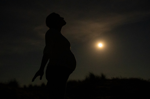 Silhouettes at moonlight.