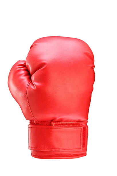 studio shot of a red boxing glove - 拳套 個照片及圖片檔