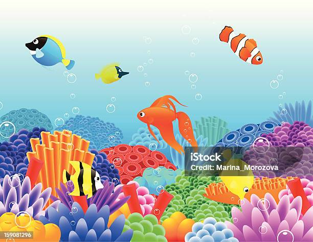 Подводный Жизнь — стоковая векторная графика и другие изображения на тему Рыба - Рыба, Морское дно, Векторная графика