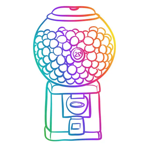 Vector illustration of Bubble Gum Dispenser Sketch Rainbow