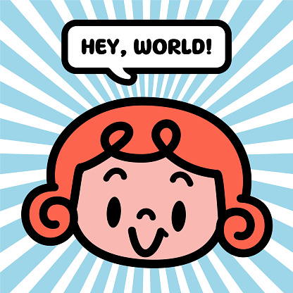 Cute Characters Designs Vector Art Illustration.
Adorable character design of a smiling girl with curly hair.