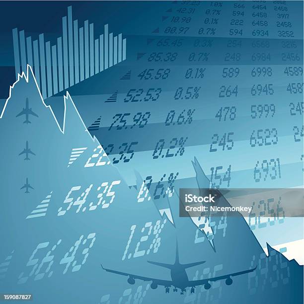 Ilustración de Colapso Financiero Azul y más Vectores Libres de Derechos de Analizar - Analizar, Avión, Azul