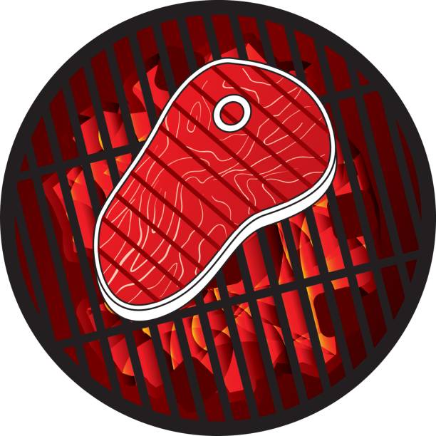 ステーキのグリル - char grilled white background beef food and drink点のイラスト素材／クリップアート素材／マンガ素材／アイコン素材