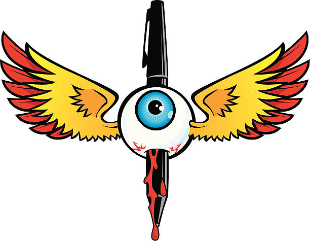 RED EYE flying eye, rick griffin style but with a personal twist animal retina stock illustrations