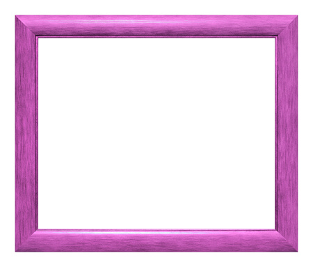 Pink wooden frame isolated on the white background.