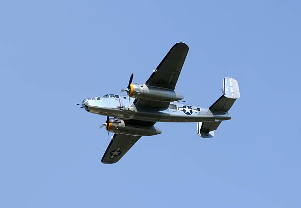 istock Close up of a old bomber flying 159091260