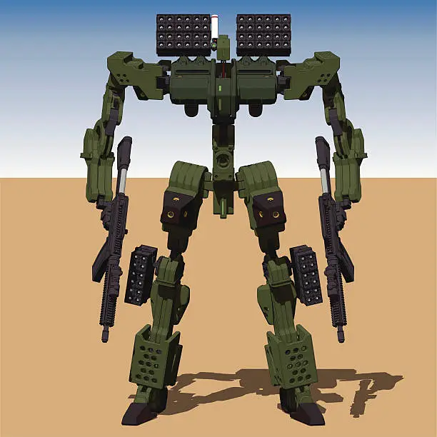 Vector illustration of Armored Loader for army(with missile-pod)[front view]