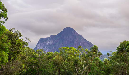 View of the majestic Glasshouse mountains near the Sunshine Coast, QLD, Australia.