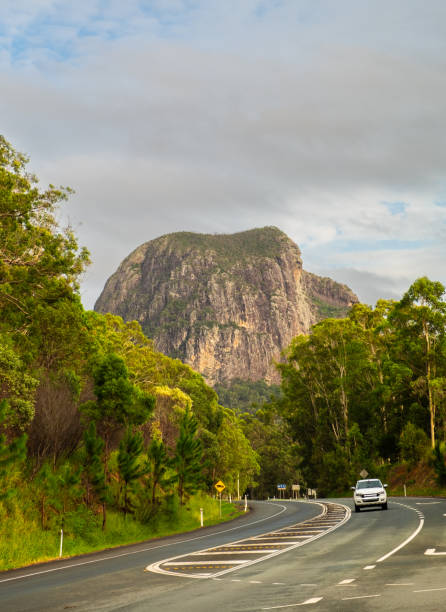 Mount Tibrogargan, Glasshouse mountains of SouthEast Queensland road trip stock photo