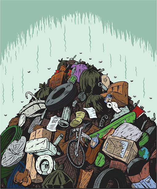 Garbage Dump Cartoon of a smelly garbage dump garbage garbage dump landfill cartoon stock illustrations