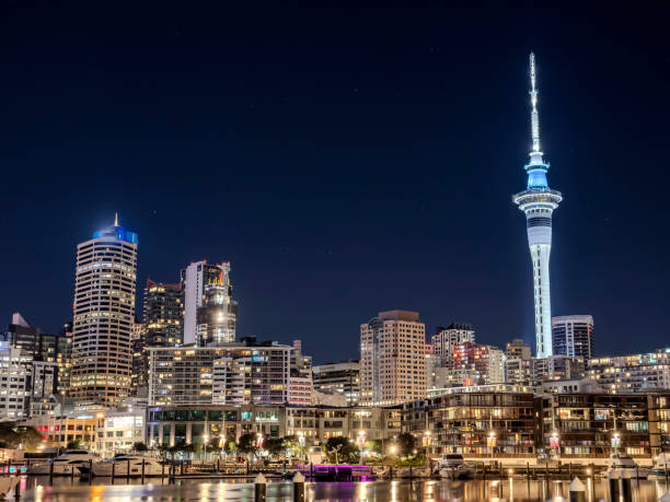 istock Viaduct Basin in Central Auckland at night 1590976358
