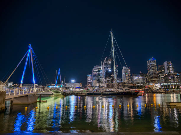 istock Viaduct Basin in Central Auckland at night 1590979878