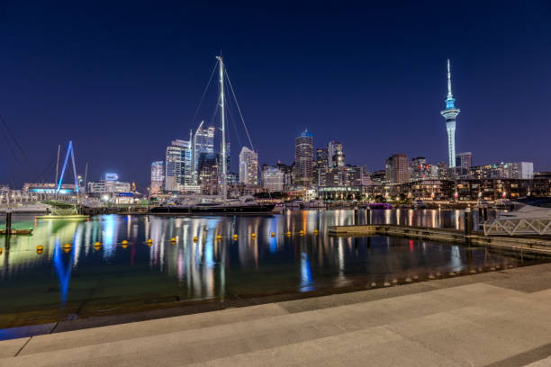 istock Viaduct Basin in Central Auckland at night 1590982105