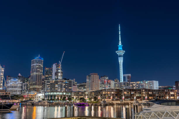 istock Viaduct Basin in Central Auckland at night 1590983171