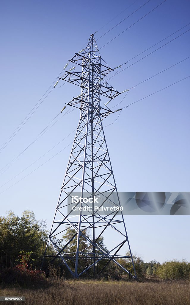 Electricity electricity transmissions poles Agricultural Field Stock Photo