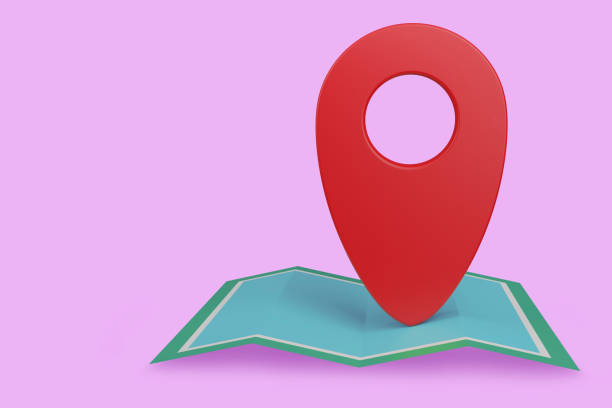 istock 3D illustration pink background,red location symbol pin icon on map,navigation sign isolated on background ,copy space 3D rendering 1591032929