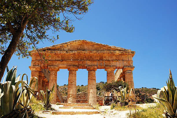 segesta (sizilien) - column italy italian culture greece stock-fotos und bilder