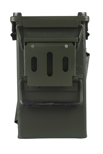 Ammo can for 40mm grenades isolated on white background