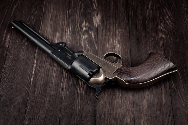 istock Antique american old west percussion revolver 1591050441