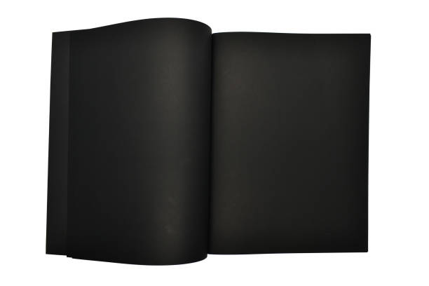 istock blank open black notebook isolated on white background, craft paper texture 1591079597