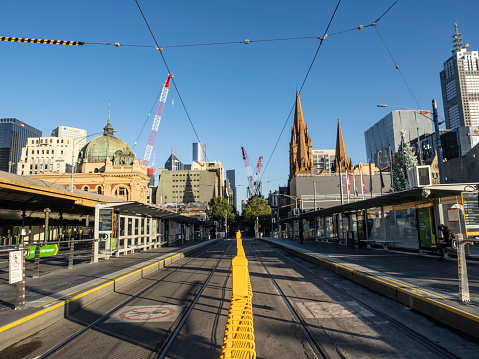 Melbourne's St Kilda road and tram stop